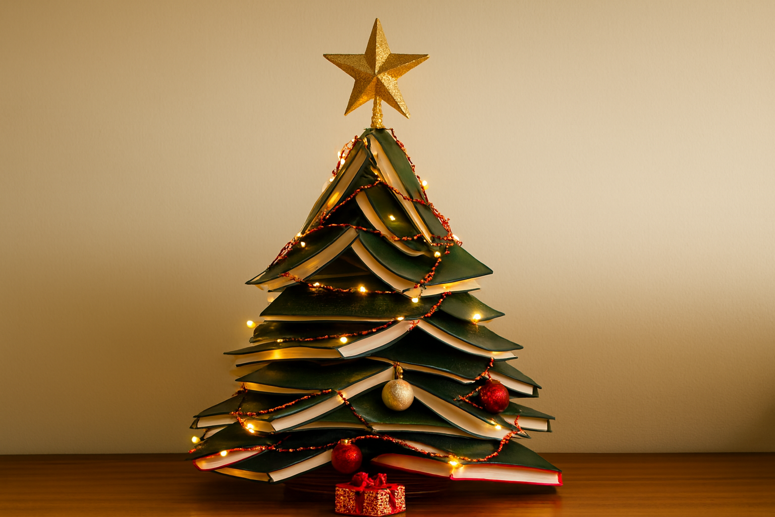 Làm cây thông Noel đơn giản bằng sách